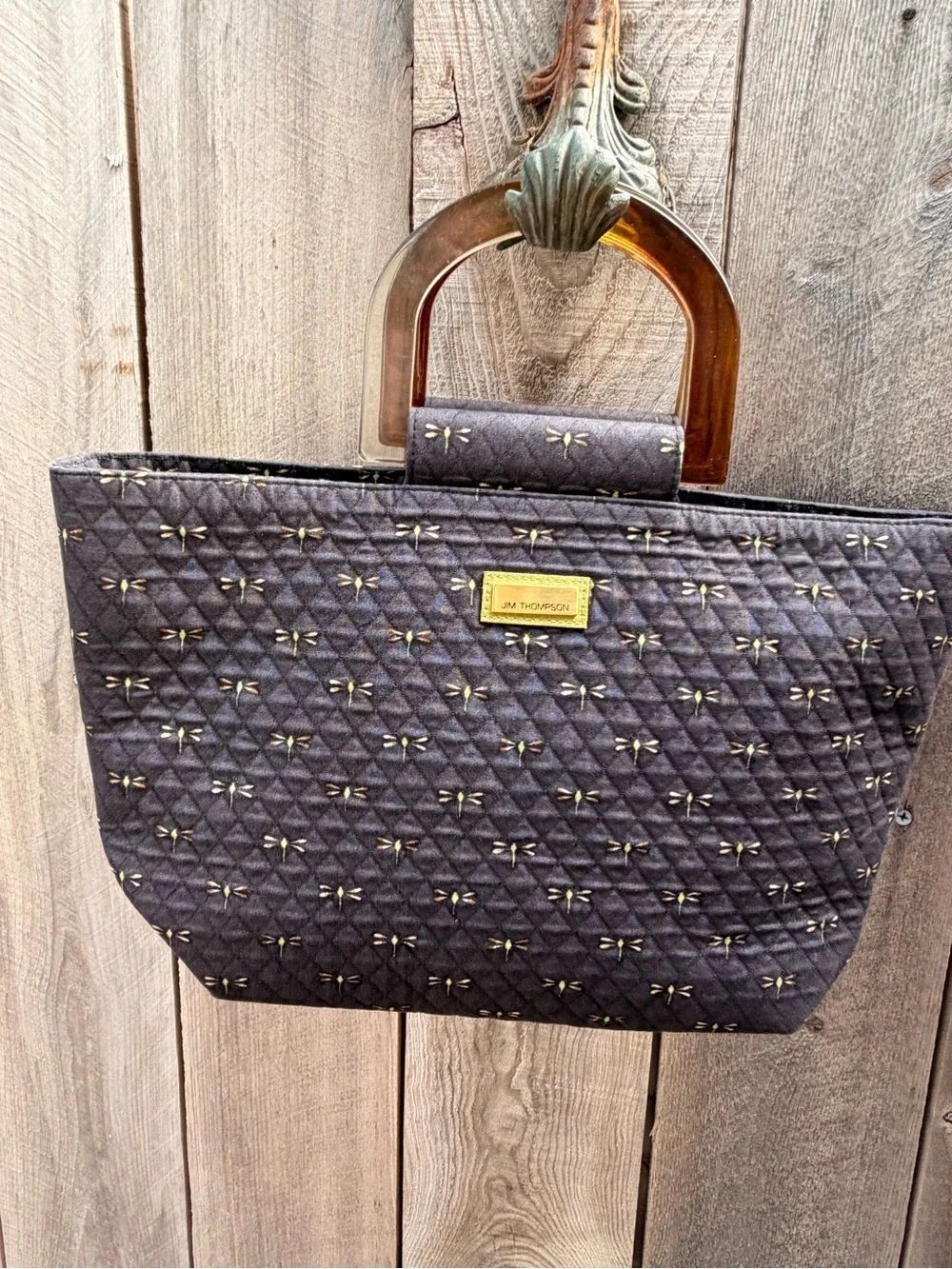 JIM THOMPSON S/M Soft Dragonfly Print Tote Bag w Double Handles